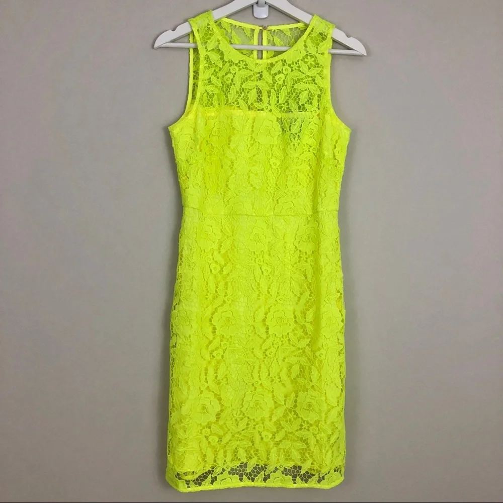J. Crew Collection Neon Lace Sheath Dress